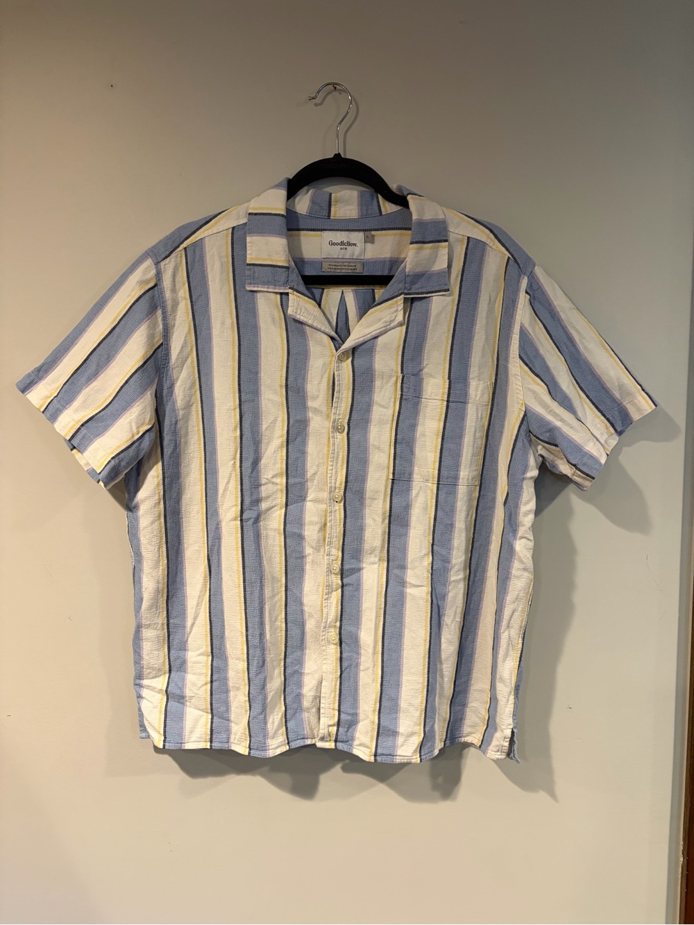 Goodfellow & Co Short Sleeve Vertical Stripe Shirt - Blue, White & Cream